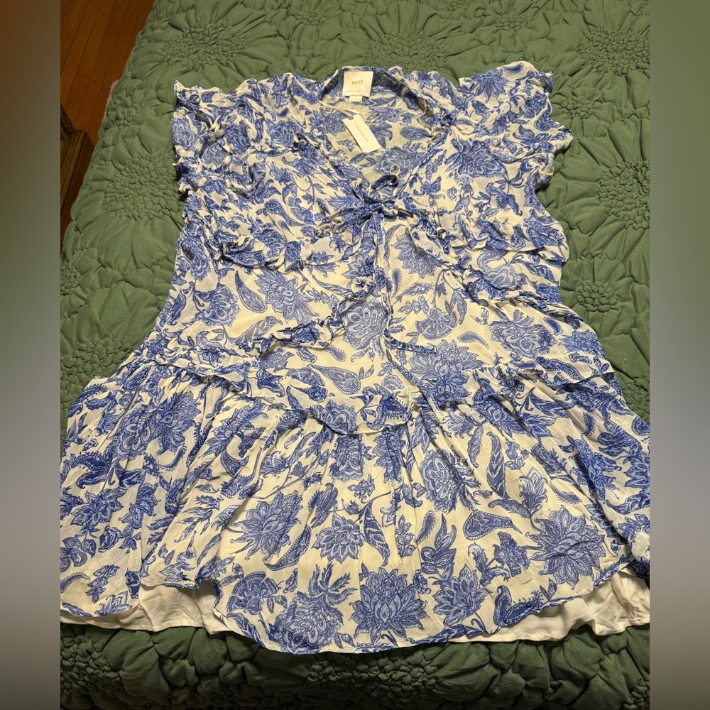 ✨ Anthropologie Short-Sleeve V-Neck Asymmetrical Dress Sz XL - Picture 5 of 6